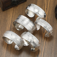 Load image into Gallery viewer, Big Elegant Luxury Amazing Classic Fashion Flower Metal Tibetan Indian Silver Vintage Retro Fashion Cuff Bracelet Bangle For Woman With Details of Animals
