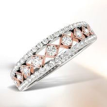 Load image into Gallery viewer, 14k White And Rose Gold Diamond Band (3/8 cttw)
