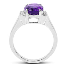 Load image into Gallery viewer, 3.12 Carat Genuine  Amethyst and White Topaz .925 Sterling Silver Ring
