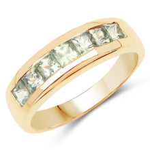 Load image into Gallery viewer, 14K Yellow Gold Plated 1.26 Carat Genuine Green Sapphire .925 Sterling Silver Ring
