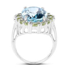 Load image into Gallery viewer, 12.77 Carat Genuine Blue Topaz and Peridot .925 Sterling Silver Ring
