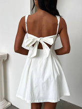 Load image into Gallery viewer, Dark Blue Bow Back Square Neck Mini Dress Luxury Feminine &amp; Flattering Dress For Girls
