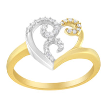 Load image into Gallery viewer, 10K Two-Toned Gold Diamond Heart Shape Cluster Ring (1/6 Cttw, H-I Color, I1-I2 Clarity) - Size 6
