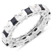 Load image into Gallery viewer, 3.60 Carat Genuine Blue Sapphire and White Topaz .925 Sterling Silver Ring
