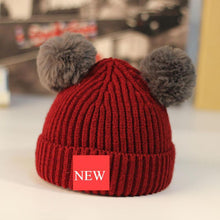 Load image into Gallery viewer, Modern Trend New Baby Beanies Hats Children Knitted Pompom Winter Autumn Cute Cap  Warm Girl Hat With Two Balls
