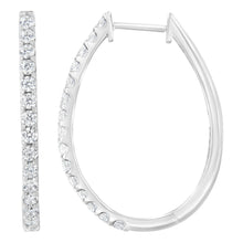 Load image into Gallery viewer, 14K White Gold 2.0 Cttw Round Brilliant Cut Diamond Oblong Hinged Leverback Hoop Earrings (I-J Color, I1-I2 Clarity)
