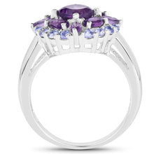 Load image into Gallery viewer, 2.19 Carat Genuine Amethyst and Tanzanite .925 Sterling Silver Ring
