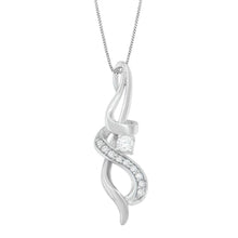 Load image into Gallery viewer, Espira 10K White Gold 1/5 cttw Round Cut Diamond Swirl Pendant Necklace (J-K, I1-I2)
