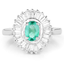 Load image into Gallery viewer, 2.16 Carat Genuine Zambian Emerald and White Topaz .925 Sterling Silver Ring
