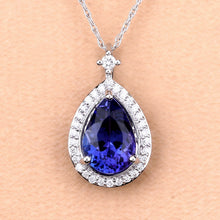 Load image into Gallery viewer, 2.20 Carat Genuine Tanzanite and White Diamond 14K White Gold Pendant

