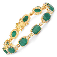 Load image into Gallery viewer, 15.06 Carat Dyed Emerald and White Diamond .925 Sterling Silver Bracelet
