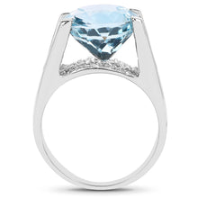 Load image into Gallery viewer, 7.21 Carat Genuine Blue Topaz and White Cubic Zirconia .925 Sterling Silver Ring
