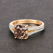 Load image into Gallery viewer, IGI Certified 3.03 Carat Genuine Brown Diamond Center and 0.32cttw White Diamond 18K Yellow Gold Ring (3.35cttw)
