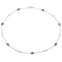 Load image into Gallery viewer, 6.43 Carat Genuine Blue Sapphire and White Diamond .925 Sterling Silver Necklace
