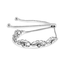 Load image into Gallery viewer, .925 Sterling Silver Miracle Set Diamond Accented Infinity Hearts 6â€-9â€ Adjustable Bolo Bracelet (H-I Color, I2-I3 Clarity)
