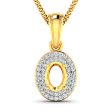 Load image into Gallery viewer, 0.17 Carat Genuine White Diamond 14K Yellow Gold Semi Mount Pendant - holds 7x5mm Oval Gemstone
