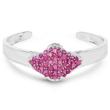 Load image into Gallery viewer, 7.38 Carat Glass Filled Ruby, Ruby and White Topaz .925 Sterling Silver Bangle
