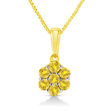 Load image into Gallery viewer, .925 Sterling Silver 1/2 Cttw Prong Set Treated Green Diamond Floral Cluster 18" Pendant Necklace (Green Color, I1-I2 Clarity)
