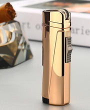 Load image into Gallery viewer, NEW Modern Luxury Grinding Wheel Three Torch Turbo Lighters For Cigarettes Accessories Cigar Smoking Lighters New Metal Design
