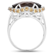 Load image into Gallery viewer, 9.58 Carat Genuine Smoky Quartz and Citrine .925 Sterling Silver Ring

