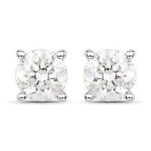 Load image into Gallery viewer, 0.80 Carat Genuine White Diamond 14K White Gold Earrings
