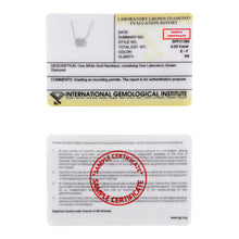 Load image into Gallery viewer, IGI Certified 14k White Gold 1/2 cttw Lab Grown Oval Shape Solitaire Diamond East West 18" Pendant Necklace (E-F Color, VS1-VS2 Clarity)
