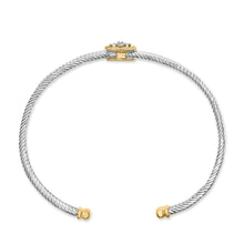 Load image into Gallery viewer, 18K Yellow Gold Plated .925 Sterling Silver Diamond Accent  and Fleur Di Lis Medallion Bangle Bracelet (I-J Color, SI1-SI2 Clarity) - 7.25 Inches
