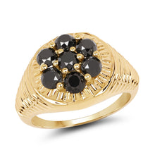 Load image into Gallery viewer, 14K Yellow Gold Plated 1.40 Carat Genuine Black Diamond .925 Sterling Silver Ring
