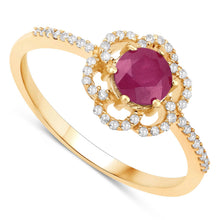 Load image into Gallery viewer, 0.68 Carat Genuine Ruby and White Diamond 14K Yellow Gold Ring
