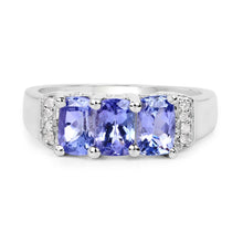 Load image into Gallery viewer, 1.63 Carat Genuine Tanzanite &amp; White Diamond .925 Sterling Silver Ring
