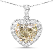 Load image into Gallery viewer, IGI Certified 4.51 Carat Genuine Light Yellow Diamond Center and 0.45cttw White Diamond 18K White Gold Pendant (4.96cttw)
