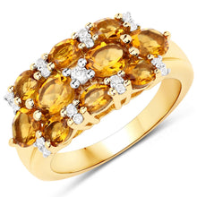Load image into Gallery viewer, 14K Yellow Gold Plated 2.48 Carat Genuine Citrine &amp; White Topaz .925 Sterling Silver Ring
