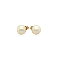 Load image into Gallery viewer, 14k Yellow Gold Freshwater Cultured White Pearl Stud Earrings (7.0 mm)
