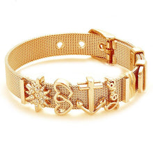 Load image into Gallery viewer, Fashion Stainless Steel Woman and Men Bracelet Mesh Bracelet Set Crystal Heart Anchor Charm Fine Bracelet Bangle For Female Lover
