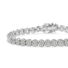 Load image into Gallery viewer, .925 Sterling Silver 2.0 Cttw Diamond Cluster Link Bracelet (I-J Color, I2-I3 Clarity) - Size 7.25"
