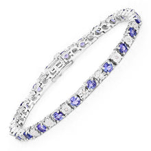 Load image into Gallery viewer, 5.44 Carat Genuine Tanzanite and White Diamond .925 Sterling Silver Bracelet
