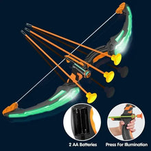 Load image into Gallery viewer, LED Bow &amp; Arrow Toy Set for Kids Light-Up Archery Play Kit with Suction Cup Arrows (Blue/Green)
