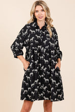 Load image into Gallery viewer, Zebra Print Button Down Shirt Mini Dress – Bold and Fashion-Forward Zebra Print Dress with Casual Button-Down Design
