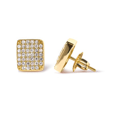 Load image into Gallery viewer, 14K Yellow Gold 1/2 Cttw Diamond Square Shaped Composite Cluster Stud  Earrings (I-J Color, I1-I2 Clarity)
