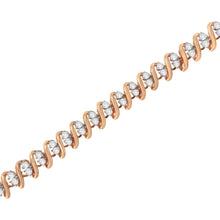 Load image into Gallery viewer, 14KT Rose Gold Plated Sterling Silver Diamond S Link Tennis Bracelet (2 cttw, J-K Color, I1-I2 Clarity) - Size 7.5"
