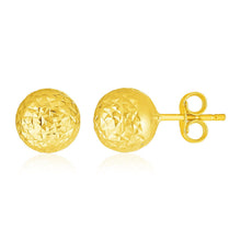 Load image into Gallery viewer, 14k Yellow Gold Ball Earrings with Crystal Cut Texture
