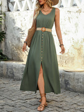 Load image into Gallery viewer, Decorative Button Sleeveless Midi Dress Elegant &amp; Timeless Long Comfortable Dress
