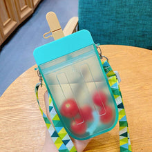 Load image into Gallery viewer, 1PC 300ML Cute Straw Cup Water Bottle Outdoor Juice Drinking Water Bottle Suitable for Adult Children with Rope  Cute Straw Cup With Rope New Plastic Popsicle Water Bottle Outdoor Transparent Juice Drinking Cup
