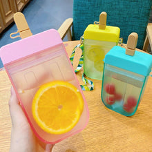 Load image into Gallery viewer, 1PC 300ML Cute Straw Cup Water Bottle Outdoor Juice Drinking Water Bottle Suitable for Adult Children with Rope  Cute Straw Cup With Rope New Plastic Popsicle Water Bottle Outdoor Transparent Juice Drinking Cup
