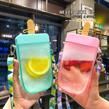 Load image into Gallery viewer, 1PC 300ML Cute Straw Cup Water Bottle Outdoor Juice Drinking Water Bottle Suitable for Adult Children with Rope  Cute Straw Cup With Rope New Plastic Popsicle Water Bottle Outdoor Transparent Juice Drinking Cup
