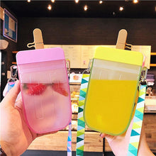 Load image into Gallery viewer, 1PC 300ML Cute Straw Cup Water Bottle Outdoor Juice Drinking Water Bottle Suitable for Adult Children with Rope  Cute Straw Cup With Rope New Plastic Popsicle Water Bottle Outdoor Transparent Juice Drinking Cup
