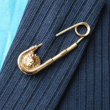 Load image into Gallery viewer, 1pc Alloy Double Lion Head Brooch Pin Fashion Safety Pins Women Waist Closing Men Suit Jacket Decoration Jewelry Retro Double Head Safety Pin Temperament Coat Pin
