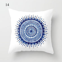 Load image into Gallery viewer, 1pc Blue Geometric Landscape Pillowcase Waist Throw Cushion Cover Sofa Printed Navy Blue Throw Pillow Covers Sea Texture Cushion Cover Elegant Decor Square Pillows Covers Car Home Decor 45x45CM
