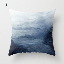 Load image into Gallery viewer, 1pc Blue Geometric Landscape Pillowcase Waist Throw Cushion Cover Sofa Printed Navy Blue Throw Pillow Covers Sea Texture Cushion Cover Elegant Decor Square Pillows Covers Car Home Decor 45x45CM
