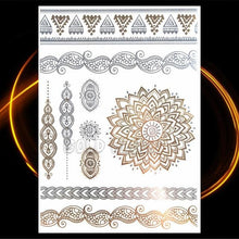 Load image into Gallery viewer, 1PC Gold Chain Bracelet Tattoo Sticker Summer Style Fake Jewelry Temporary Tattoo Waterproof Gold Sliver Glitter Body Face Tattoo For Womens
